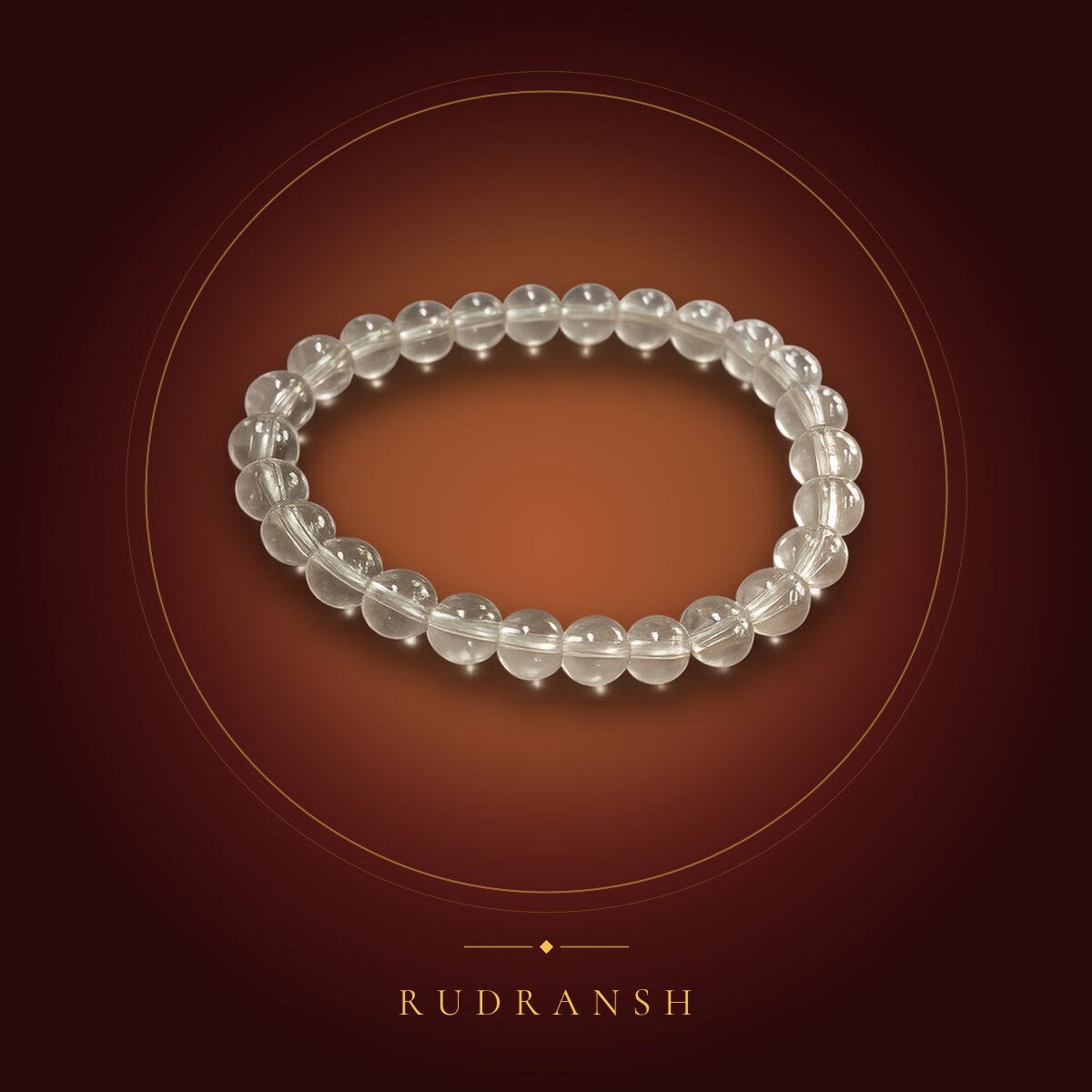 Clear Quartz Bracelet With Soft Glow – shown on a maroon backdrop