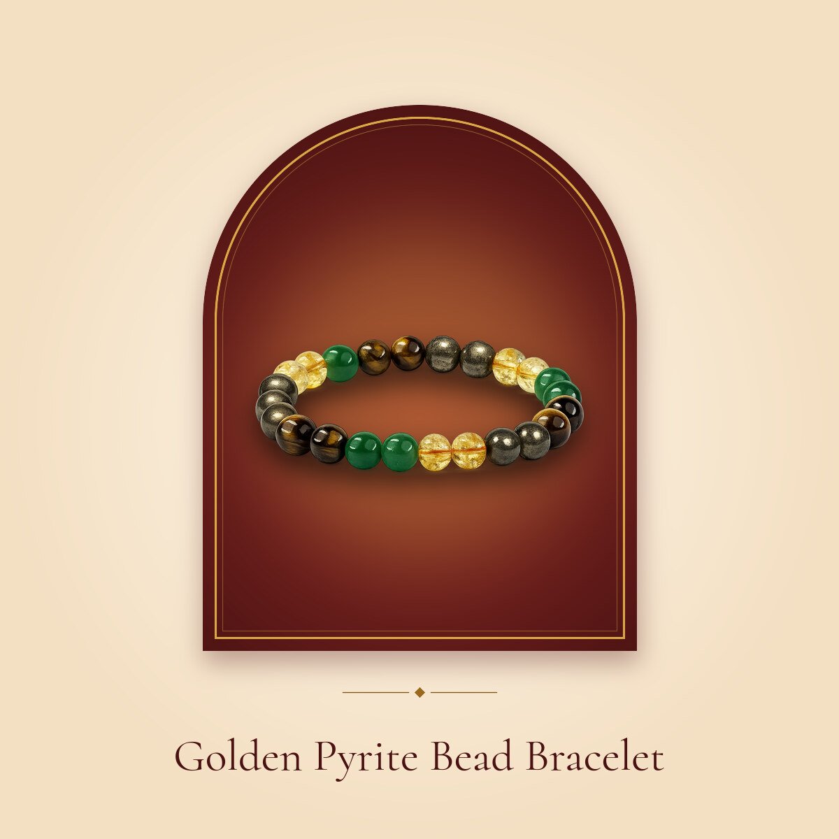 Golden Pyrite Bead Bracelet – shown in a temple arch