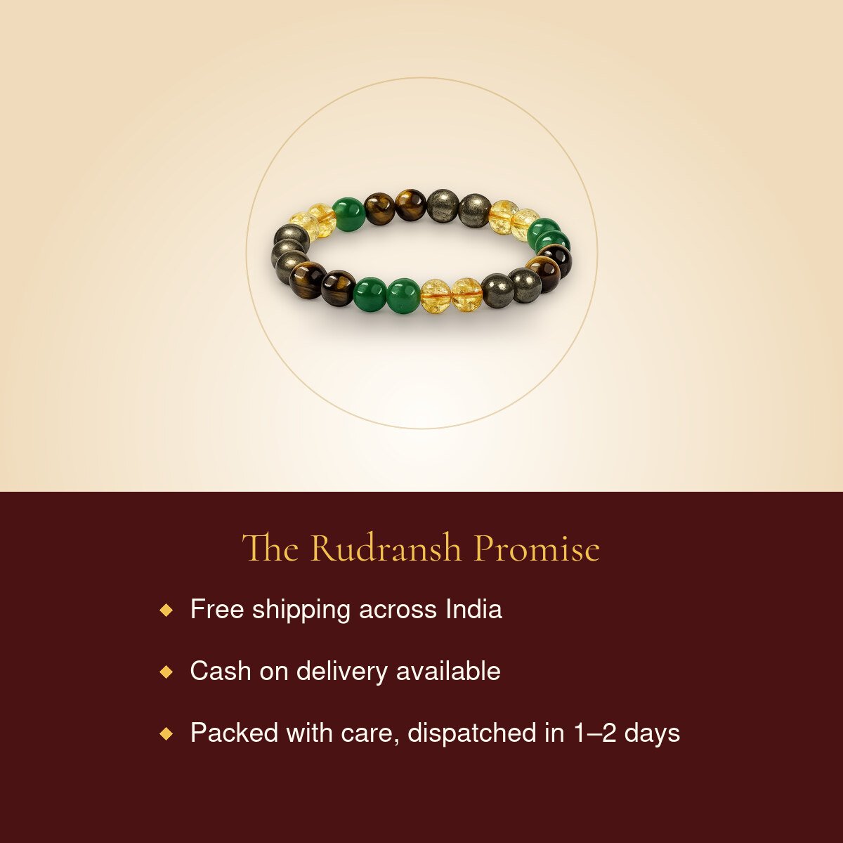 Golden Pyrite Bead Bracelet – free shipping, cash on delivery