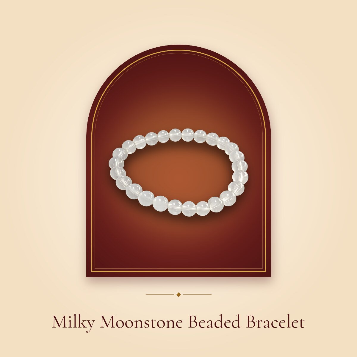 Milky Moonstone Beaded Bracelet – shown in a temple arch