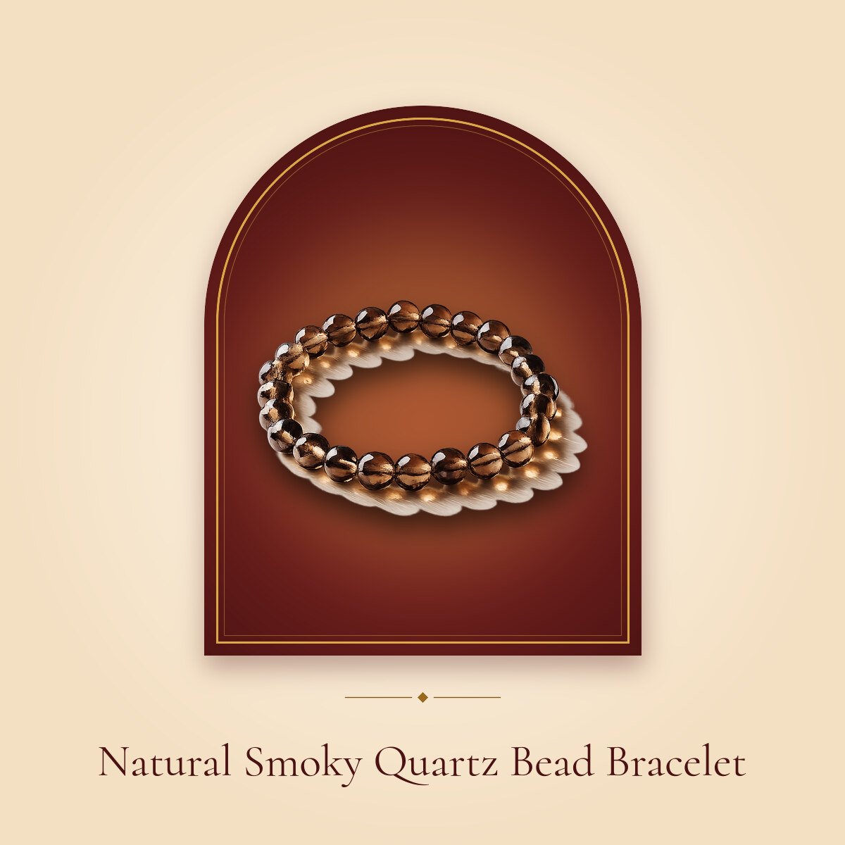 Natural Smoky Quartz Bead Bracelet – shown in a temple arch