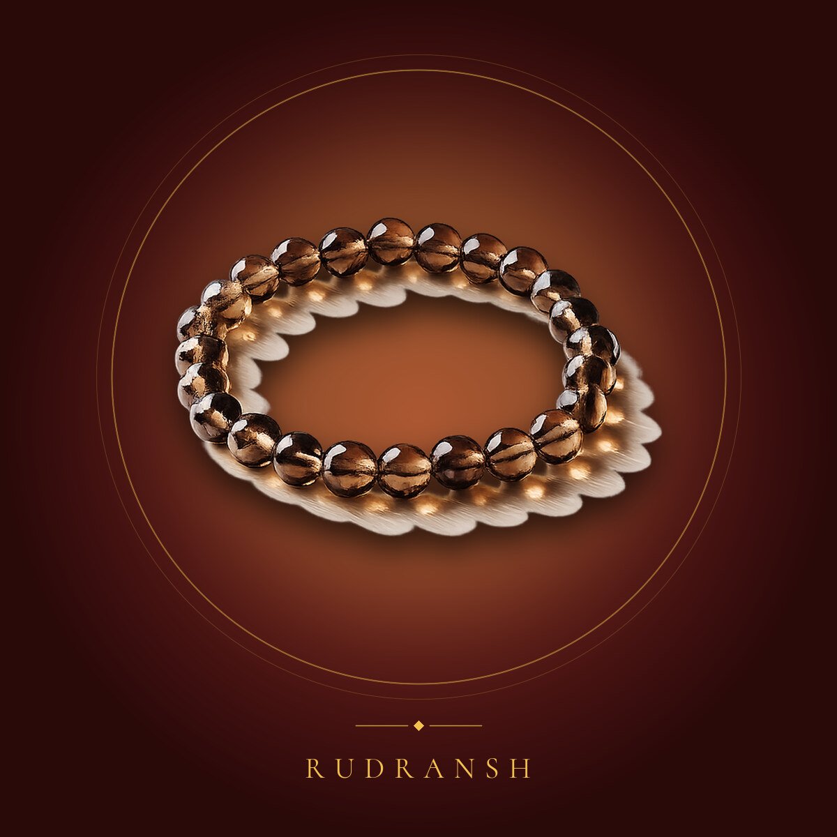 Natural Smoky Quartz Bead Bracelet – shown on a maroon backdrop