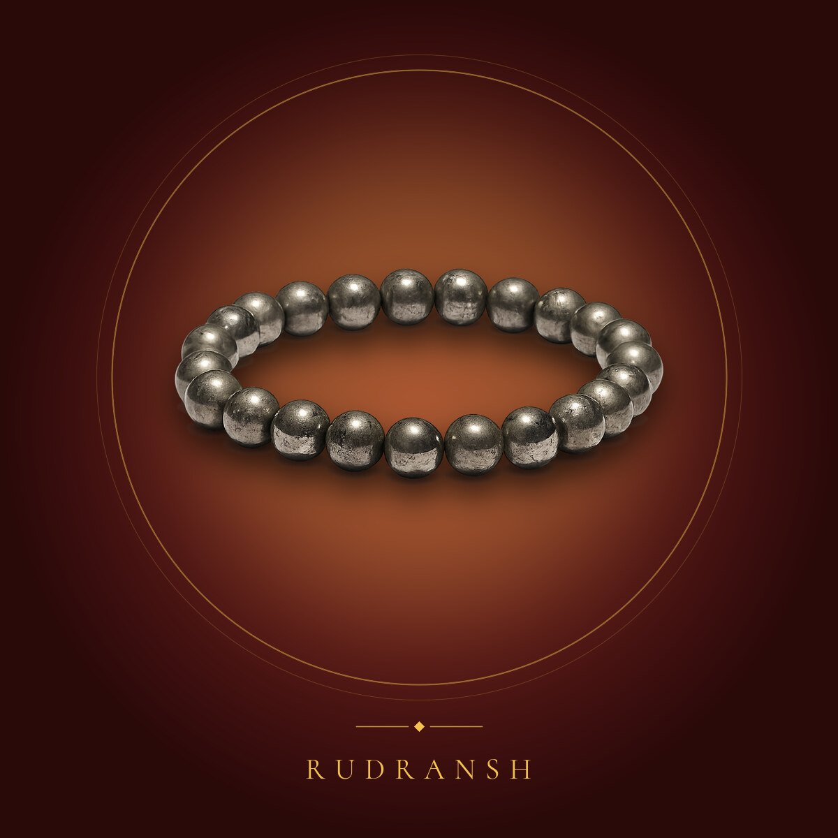 Original Pyrite Bracelet – shown on a maroon backdrop