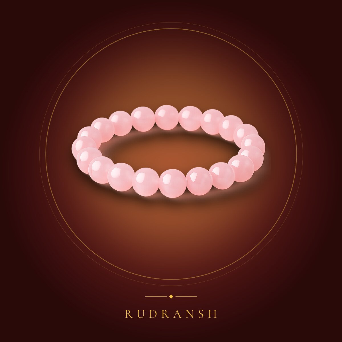 Rose Quartz Beaded Bracelet – shown on a maroon backdrop