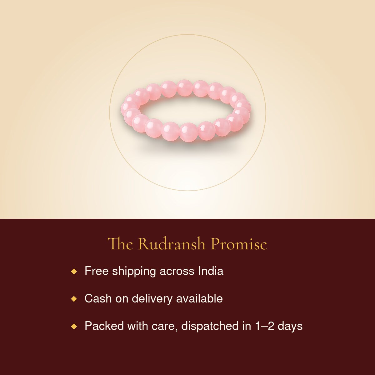 Rose Quartz Beaded Bracelet – free shipping, cash on delivery